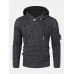 Mens Cable Knitted Toggle Front Warm Hooded Sweaters