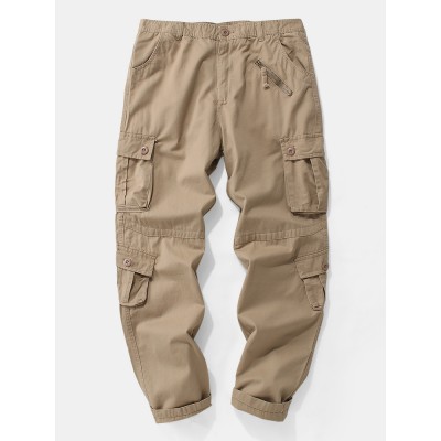 Mens Casual Multi Pockets 100  Cotton Cargo Pants