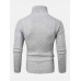 Mens Texture Solid Color High Waist Warm Long Sleeve Knitted Sweaters