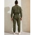 Mens Zipper Up Lapel Collar Leisure Jumpsuit