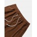 Men Corduroy Solid Loose Straight Drawstring Waist Casual Pants