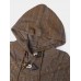 Mens Cable Knitted Toggle Front Warm Hooded Sweaters