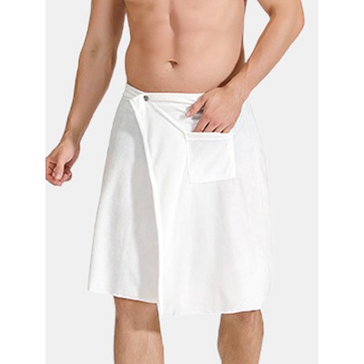 Mens Solid Color Bathtub Skirt Soft Comfortable Absorbent Beach Towel