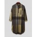 Mens Cotton Plaid Print Henley Shirts Home Sleepwear Long Sleeve Robes With Pocket