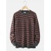 Mens Stripe Round Neck Warm Vintage Knitted Sweaters