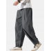 Mens Solid Color Cotton Relaxed Fit Basic Drawstring Pants With Pocket