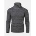 Mens Texture Solid Color High Waist Warm Long Sleeve Knitted Sweaters