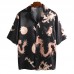 Mens Dragon Print Short Sleeve Pajamas Suit Sleepwear