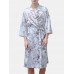 5 Patterns Mens Floral Print Longs Sleeve Home Smoth Pajama Robe