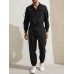 Mens Zipper Up Lapel Collar Leisure Jumpsuit