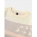 Men 100  Cotton Landscape Drop Shoulder Pullover Knitted Sweaters