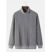 Men Rib Knit Ethnic Trim High Neck Pullover Casual Sweatshirt